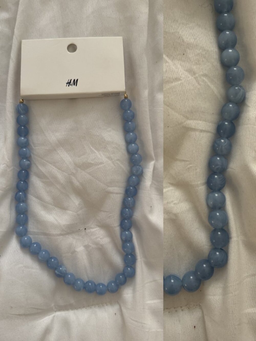 NWT H&M Light Blue Beaded Chunky Necklace